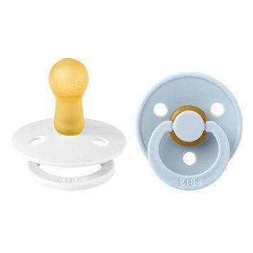 Соски пустушки BIBS Colour Latex Round (кругла) &ndash; White/Baby Blue (2 в упаковці), 1й розмір 0-6місяців 101810 фото