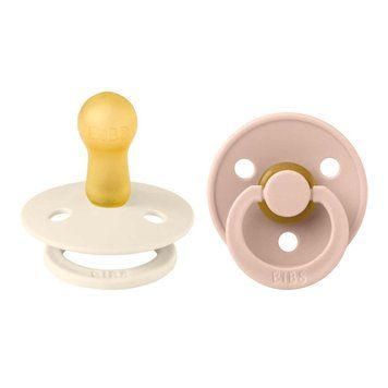 Соски пустушки BIBS Colour Latex Round (кругла) &ndash; Ivory/Blush (2 в упаковці), 1й розмір 0-6місяців 101811 фото