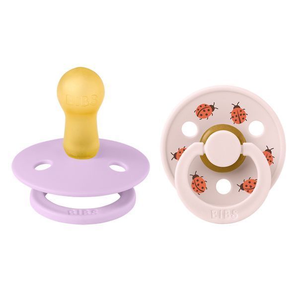 Соски пустушки BIBS Studio Colour 2 PACK Latex Round (кругла) Ladybug &ndash; Violet Sky Mix (2 в упаковці) 1й розмір 0-6місяців 101648 фото
