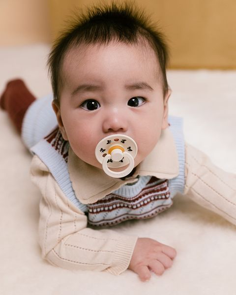 Соска пустышка BIBS Pacifier Colour Holiday Bow Latex Round (круглая) &ndash; Ivory Plum 1й размер 0-6месяцев 101858 фото