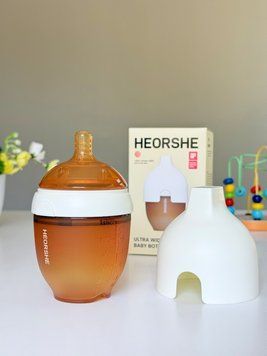 Пляшечка HEORSHE 160мл (0-3міс) дитяча для годування антиколікова силіконова, біла 100123 фото