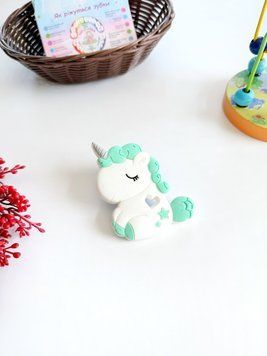 Силиконовый прорезыватель, грызунец единорог, мятный 101474 фото