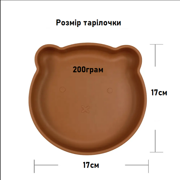 Тарелка силиконовая на присоске, порционная "Мишка" мятная 100570 фото