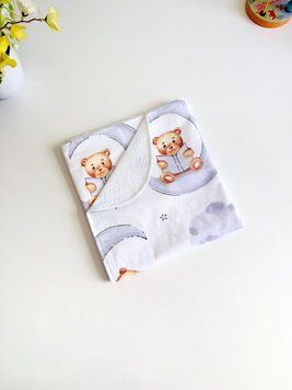 Непромокаюча пелюшка 50&times;70 см (бавовна + мембрана), ведмедики блакитні 102072 фото