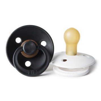Соски пустушки BIBS Colour Latex Round (кругла) &ndash; Black/White (2 в упаковці), 2й розмір 6-18місяців 101630 фото