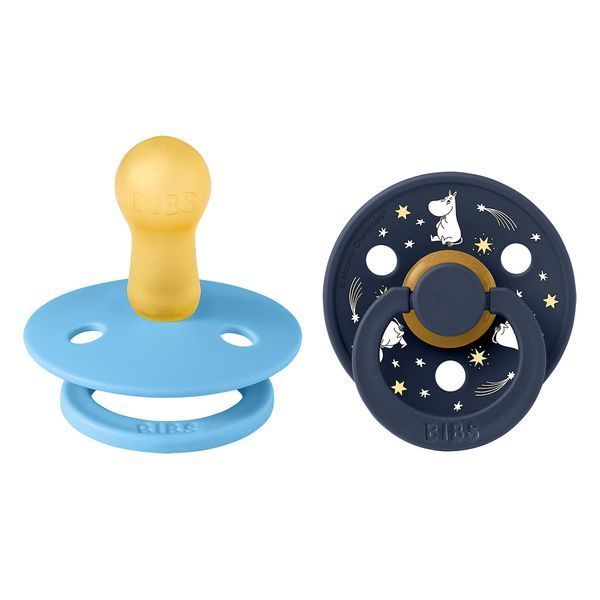 Соски Пустушки Bibs x Moomin Colour Latex Round (кругла) Good Night &ndash; Breeze mix (2 в упаковці), 1й розмір 0-6місяців 101846 фото