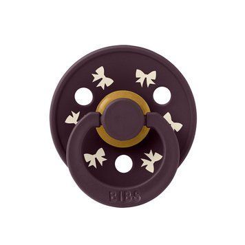 Соска пустушка BIBS Pacifier Colour Holiday Bow Latex Round (кругла) &ndash; Plum Ivory, 1й розмір 0-6місяців 101848 фото