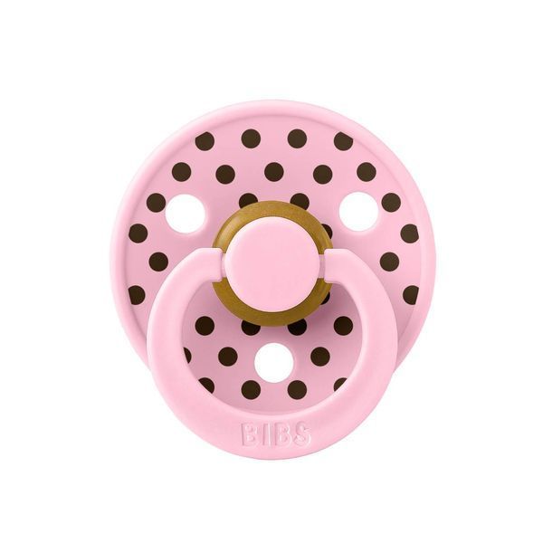 Соска пустышка BIBS Studio Colour Polka Small Latex Round (круглая) &ndash; Baby Pink / Mocha, 2й размер 6-18месяцев 101913 фото